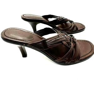 TOMMY BAHAMA |‎ Women's 8.5 Brown Braided Leather Strappy Heeled Sandals Heels